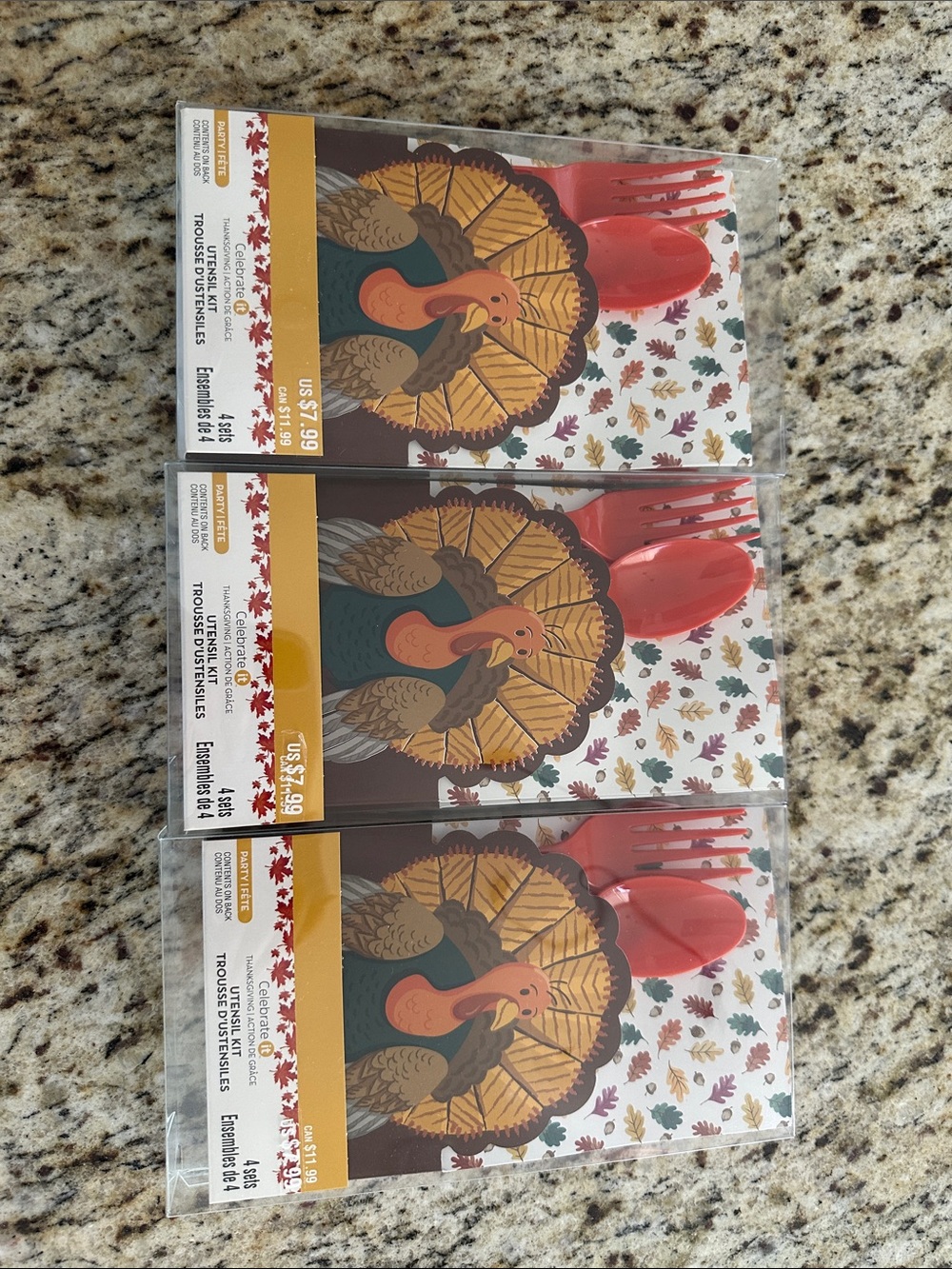 Celebrate It Thanksgiving Turkey Disposable Utensil Sets with Red Forks